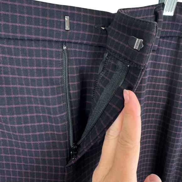 Liverpool NWT Black Burgundy Checkered High Rise Straight Leg Trousers 12 Tall - Picture 5 of 9